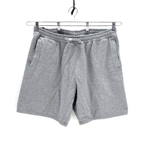 Puma gray fleece elastic waist drawstring shorts size XXL pockets casual sports - Picture 1 of 8